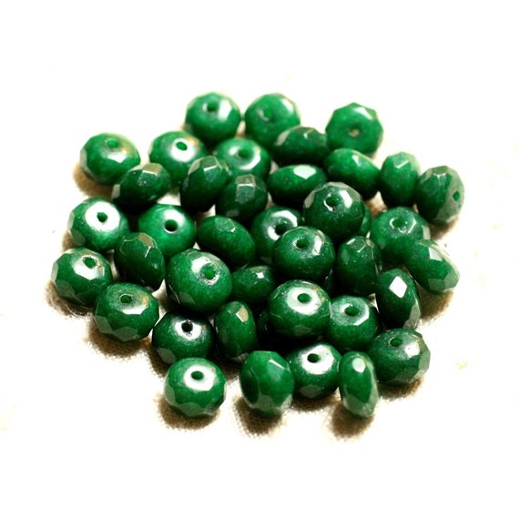 10pc - Perles Pierre - Jade Rondelles Facettées 8x5mm Vert Empire Sapin - 4558550009036