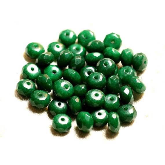 10pc - Perles de Pierre - Jade Rondelles Facettées 8x5mm Vert Opaque  4558550009036 