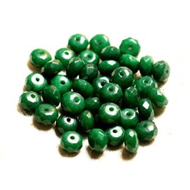 10pc - Stone Beads - Jade Faceted Rondelles 8x5mm Opaque Green 4558550009036 