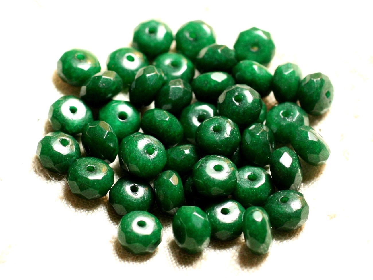 10pc - Perles de Pierre - Jade Rondelles Facettées 8x5mm Vert Opaque  4558550009036 