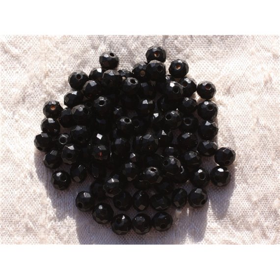 10pc - Perles de Pierre - Jade Noire Rondelles Facettées 6x4mm   4558550011008