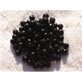 10pc - Cuentas de piedra - Arandelas facetadas de jade negro 6x4mm 4558550011008