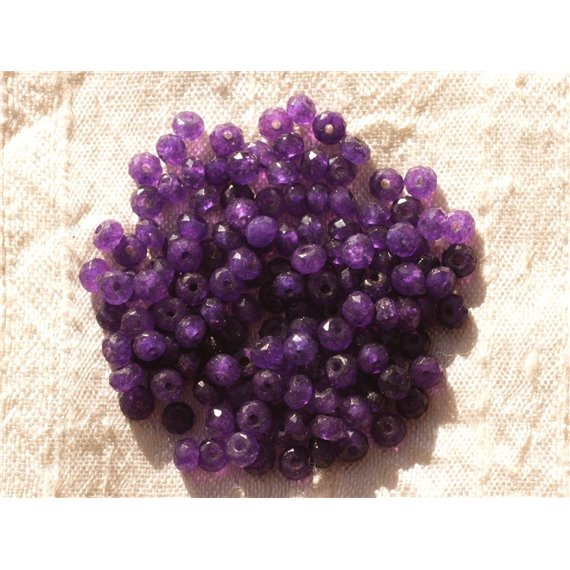 30pc - Perles de Pierre - Jade Rondelles Facettées 4x2mm Violet - 4558550011046 