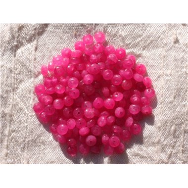 30pc - Perles de Pierre - Jade Rondelles Facettées 4x2mm rose fuchsia - 4558550011060 