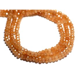 30pc - Stone Beads - Jade Faceted Rondelles 4x2mm Pastel Orange - 4558550011084 