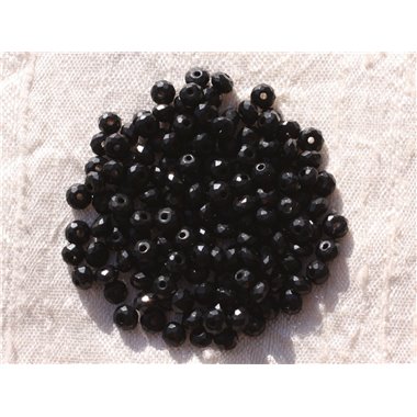 30pc - Perles de Pierre - Jade Rondelles Facettées 4x2mm Noir - 4558550011091 