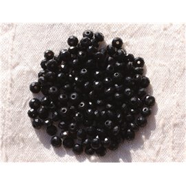30pc - Perline di pietra - Rondelle sfaccettate in giada 4x2mm nere - 4558550011091 