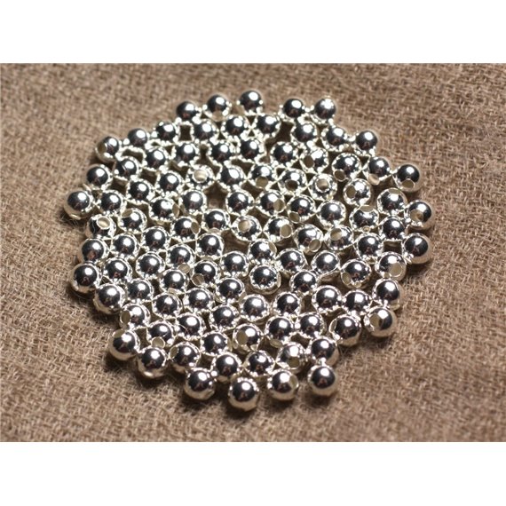20pc - Perles Métal Argenté Rhodium Boules 4mm   4558550011138