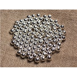 20pc - Rhodium Silver Plated Metal Beads 4mm Balls 4558550011138