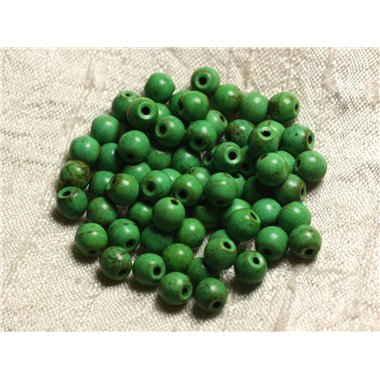 40pc - Perles Turquoise Synthèse Boules 6mm Vert n°2  4558550029393 