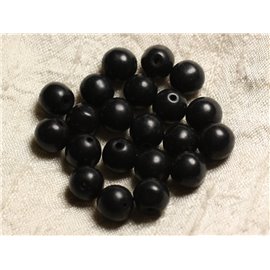 10 Stück - Türkisfarbene Perlen Synthesekugeln 10mm Schwarz 4558550011169