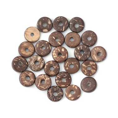 20pc - Perles Donuts Bois de Coco Rondelles 12mm Marron   4558550011237