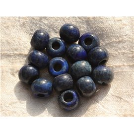 1pc - Perle Pierre - Lapis Lazuli Rondelle 14x10mm trou 4-5mm Bleu nuit roi doré - 7427039741286