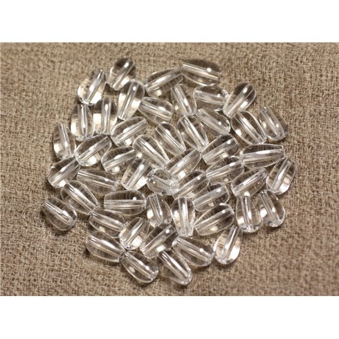 4pc - Perles de Pierre -  Cristal de Roche Quartz Gouttes Rondes 8-9mm  4558550015037