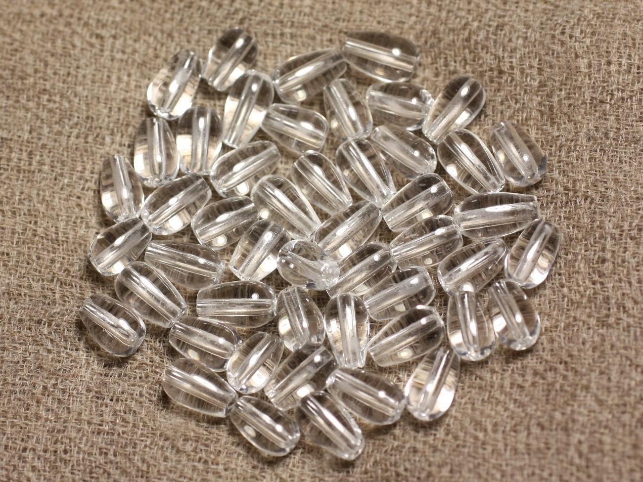 4pc - Perles de Pierre -  Cristal de Roche Quartz Gouttes Rondes 8-9mm  4558550015037