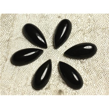 1pc - Cabochon Pierre - Agate noire Goutte 15x7mm - 4558550011473
