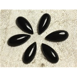 1pc - Cabochon in pietra - Goccia di agata nera 15 x 7 mm 4558550011473