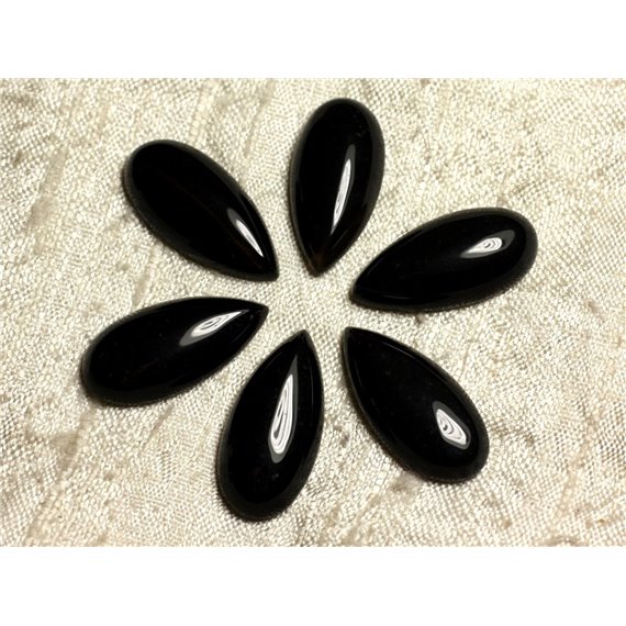 1pc - Cabochon de Pierre - Agate noire Goutte 25x12mm   4558550011480