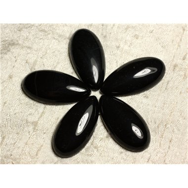 1pc - Cabochon de Pierre - Agate noire Goutte 40x20mm   4558550011497