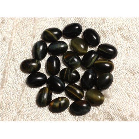 2pc - Cabochon de Pierre - Oeil de Tigre et Faucon Ovale 8x6mm - 4558550011565