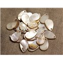 10pc - Perles Breloques Pendentifs Nacre Gouttes 19mm Beige Ecru   4558550011602