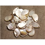 10pc - Perles Breloques Pendentifs Nacre Gouttes 19mm Beige Ecru   4558550011602