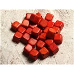 20pc - Perles Turquoise synthèse Cubes 8x8mm Orange   4558550011619