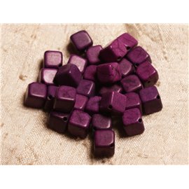 20pc - Cubos de cuentas de turquesa sintético 8x8mm Púrpura 4558550011633