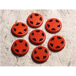 10 Stück - Türkis Perlen Synthese Sternkreis 20mm Orange 4558550011657