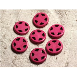 10pc - Perles Turquoise synthèse Cercle Etoile 20mm Rose   4558550011664