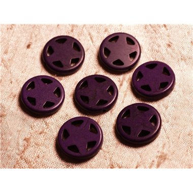 10pc - Perles Turquoise synthèse Cercle Etoile 20mm Violet   4558550011671