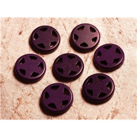 10pc - Synthetic Turquoise Beads Circle Star 20mm Purple 4558550011671