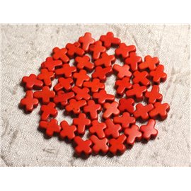 20 Stück - Türkis Perlen Synthese Kreuz 10x8mm Orange 4558550011831