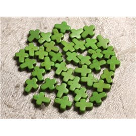 20pc - Synthetic Turquoise Beads Cross 10x8mm Green 4558550011862