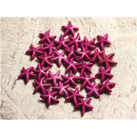 20pc - Cuentas de estrella de mar turquesas sintéticas 14x6 mm Rosa fucsia 4558550011923