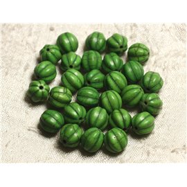 20pc - Perline sintetiche turchesi Flower Balls 9-10mm Green 4558550011954