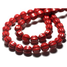 20st - Synthetische Turkoois Kralen Bloem Ballen 9-10mm Rood 4558550011961