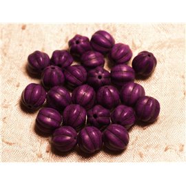 20pc - Synthetic Turquoise Beads Flower Balls 9-10mm Purple 4558550011985