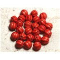 20pc - Perles Turquoise synthèse Boules Fleurs 9-10mm Orange   4558550011992