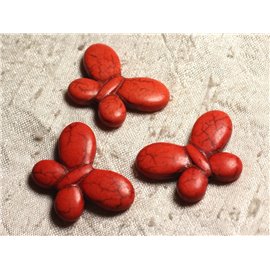 4Stk - Türkis Perlen Synthese Schmetterlinge 35x25mm Orange 4558550012050