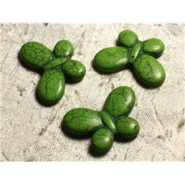 4pc - Perlas de turquesa sintéticas Mariposas 35x25mm Verde 4558550012067