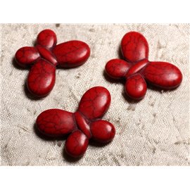 4pc - Perlas de turquesa sintéticas Mariposas 35x25mm Rojo 4558550012074