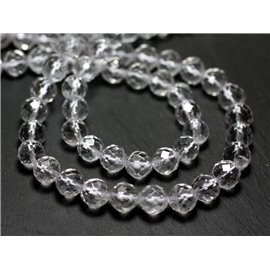 4pc - Stone Beads - Quartz Crystal Faceted Balls 8mm 4558550012098 