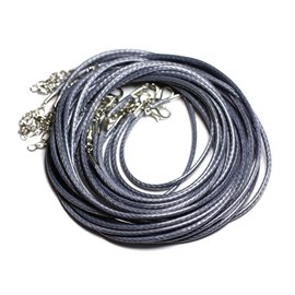 10pc - 2mm Waxed Cotton Necklaces Gray - 4558550012265 