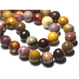 1pc - Stone Bead - Sfera sfaccettata in diaspro Mokaïte 14mm 4558550012326