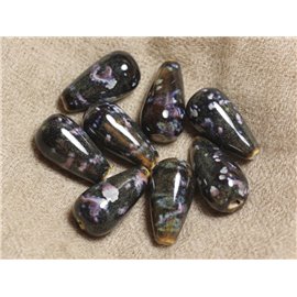 2pc - Black Ceramic Beads - 24x12mm Drops 4558550012333
