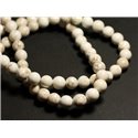 4pc - Perles de Pierre - Magnésite Boules 14mm Blanc Crème Ivoire  4558550000583 