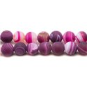 5pc - Perles de Pierre - Agate Rose Fuchsia Mat Boules 10mm   4558550012395