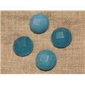 1pc - Cabochon Pierre - Jade Rond Facetté 20mm Bleu   4558550012432