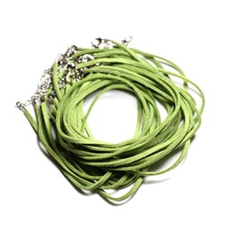 5pc - Necklaces 45cm Suede Khaki Green 2x1mm 4558550012449 